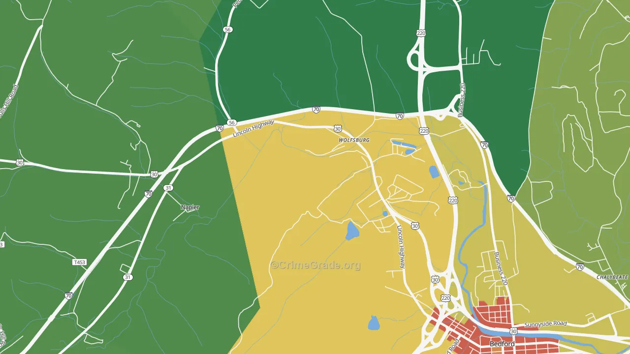 Wolfsburg, PA Map of Theft Rates