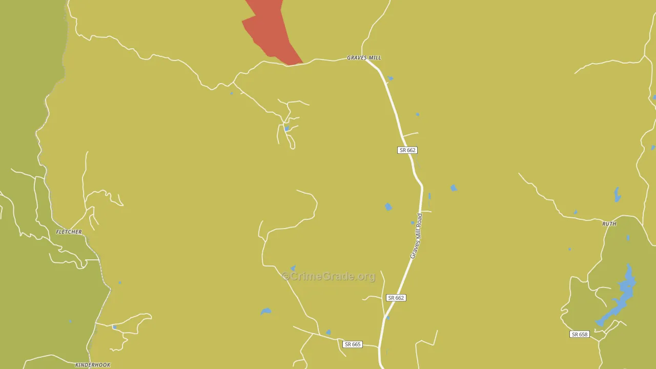 Wolftown, VA Map of Theft Rates