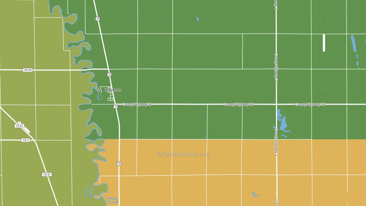 Wolverton, MN Map of Theft Rates