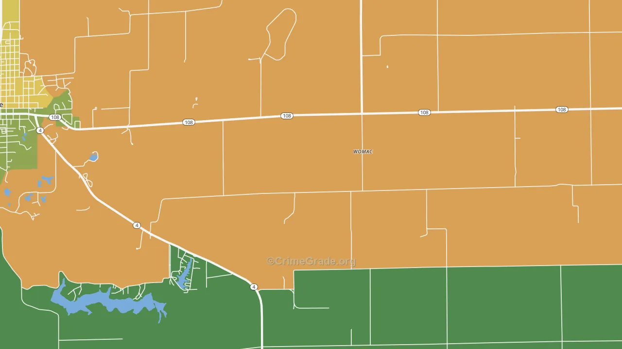 Womac, IL Map of Theft Rates
