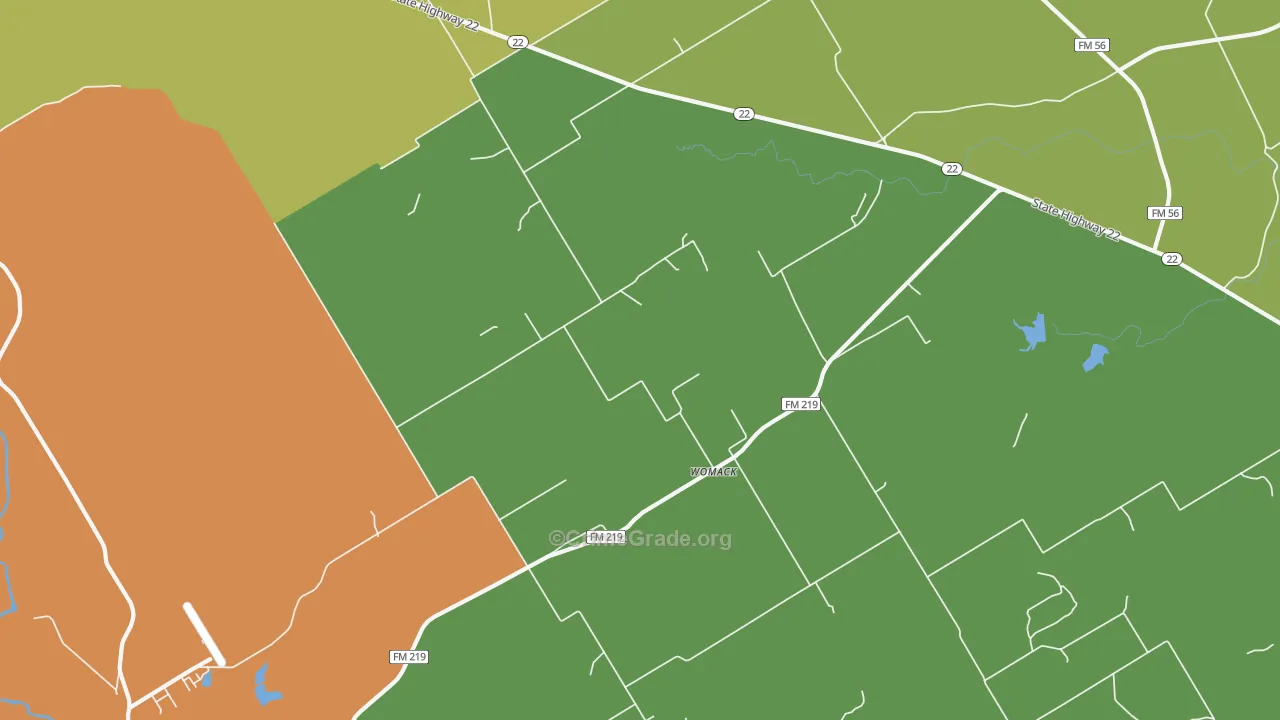 Womack, TX Map of Theft Rates