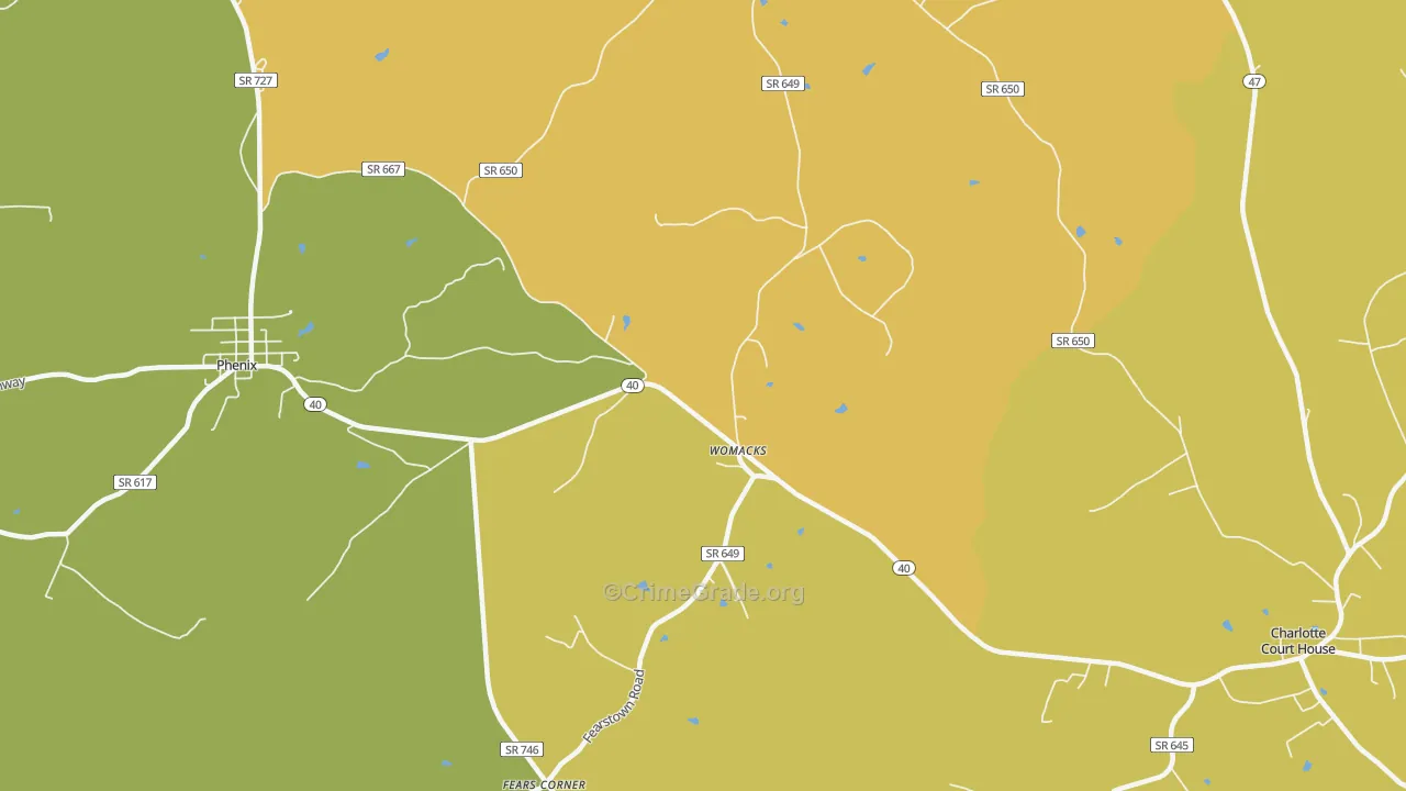 Womacks, VA Map of Theft Rates