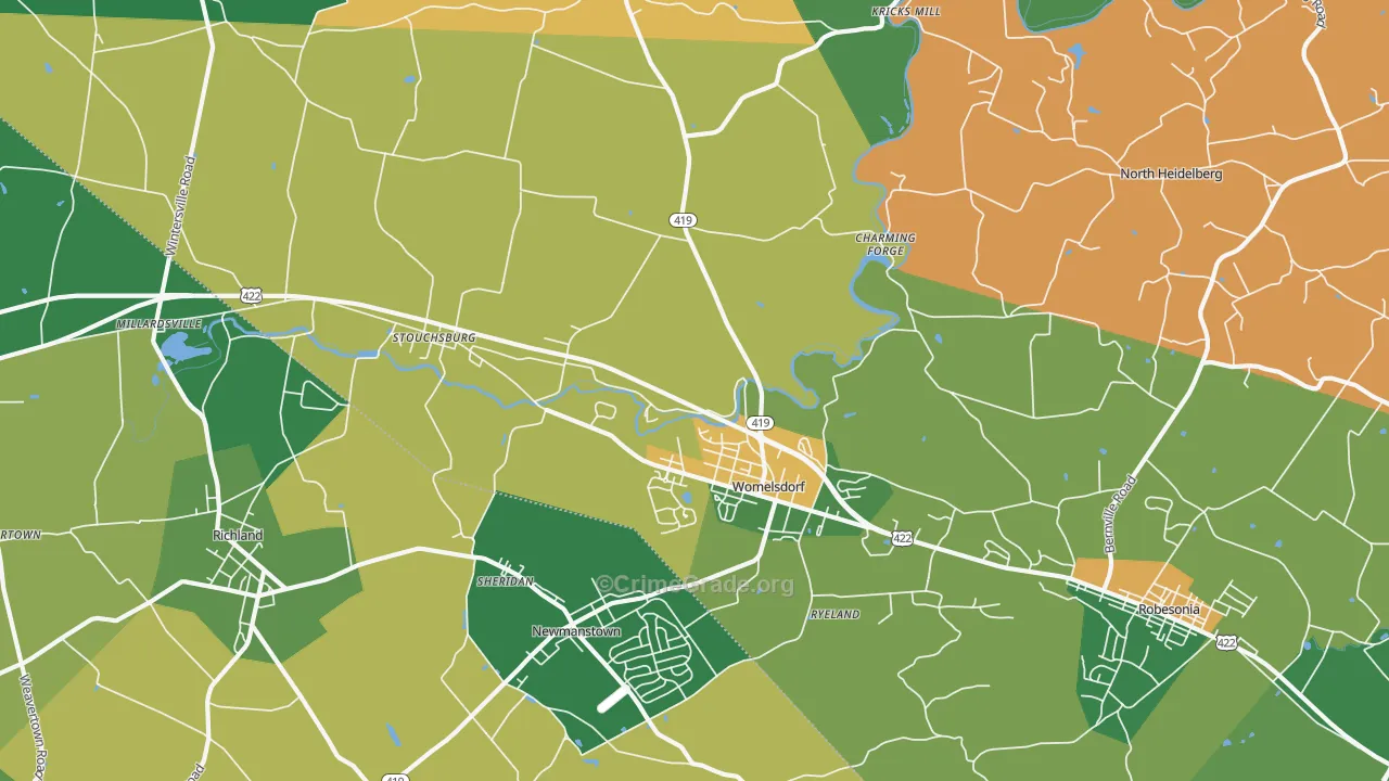 Womelsdorf, PA Map of Theft Rates