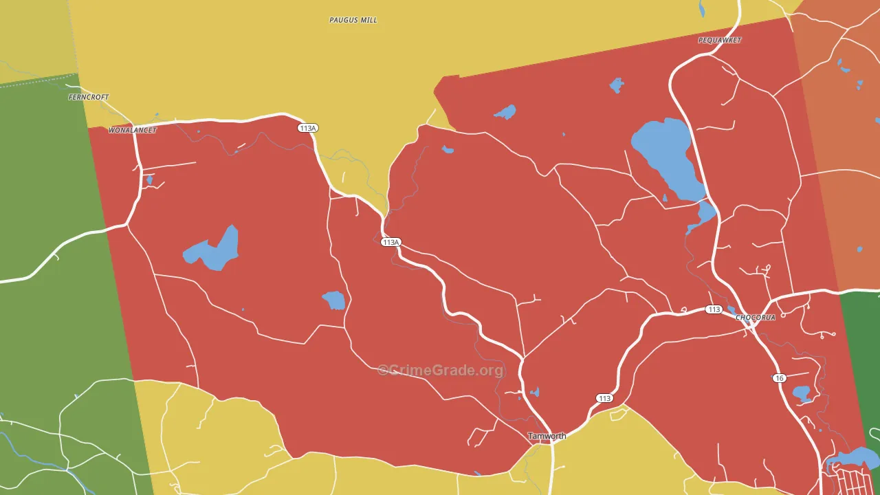Wonalancet, NH Map of Theft Rates