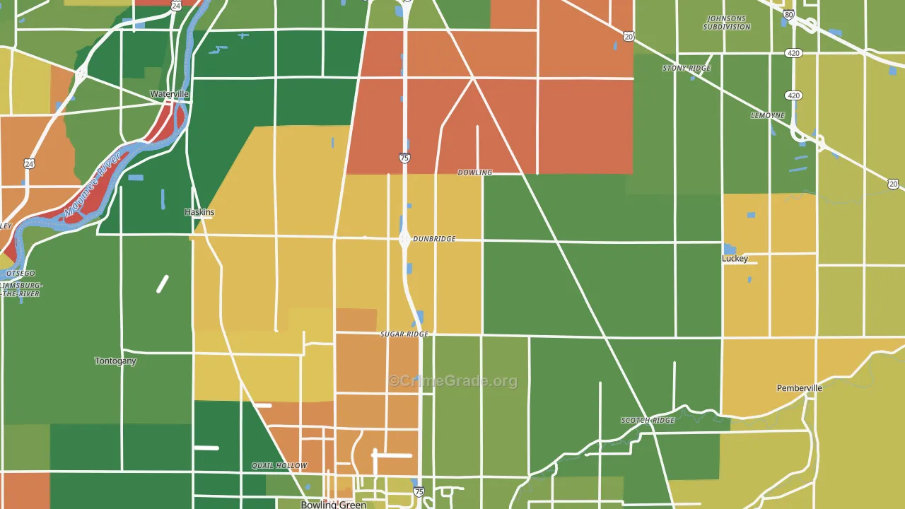 Wood County, OH Map of Theft Rates