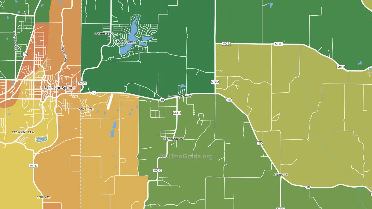 Wood Heights, MO Map of Theft Rates