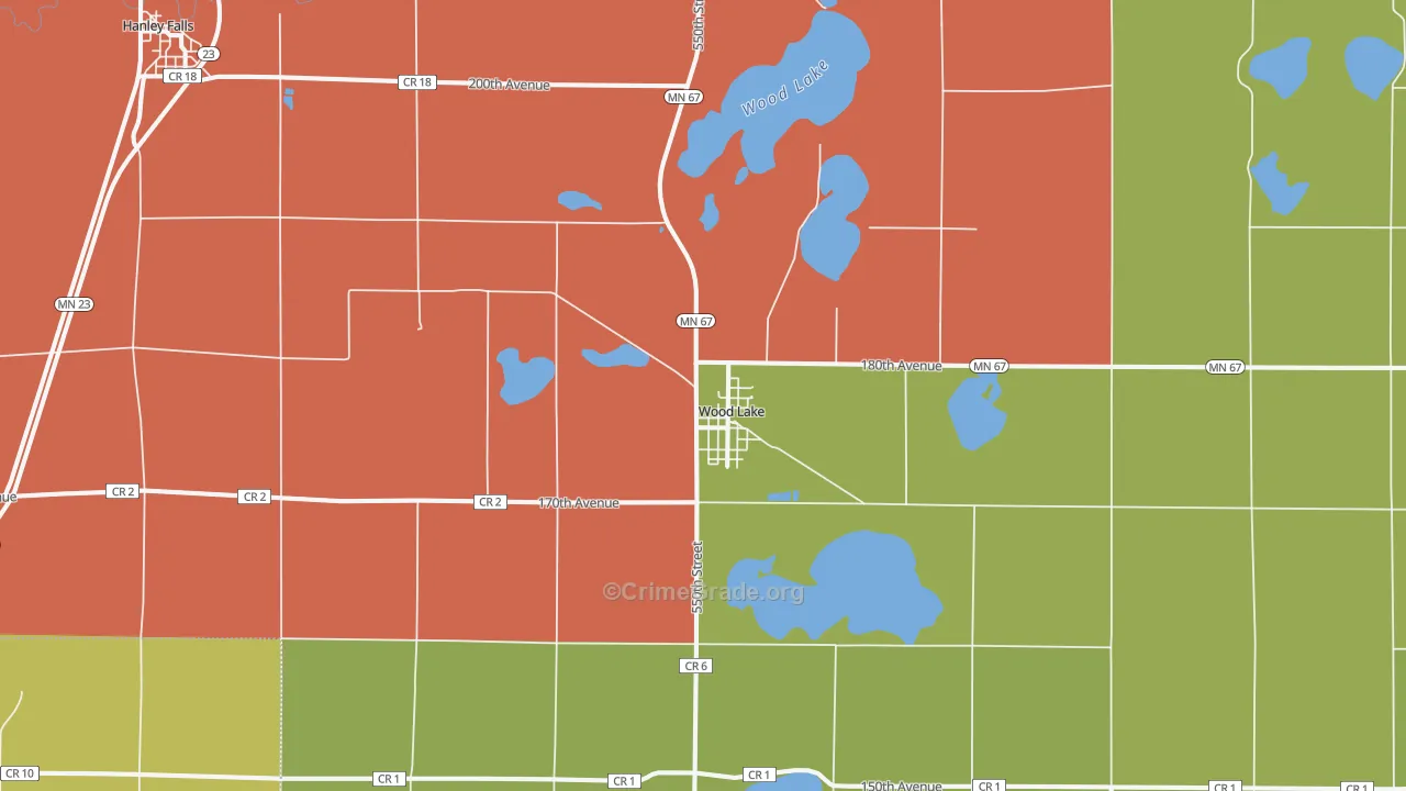Wood Lake, MN Map of Theft Rates