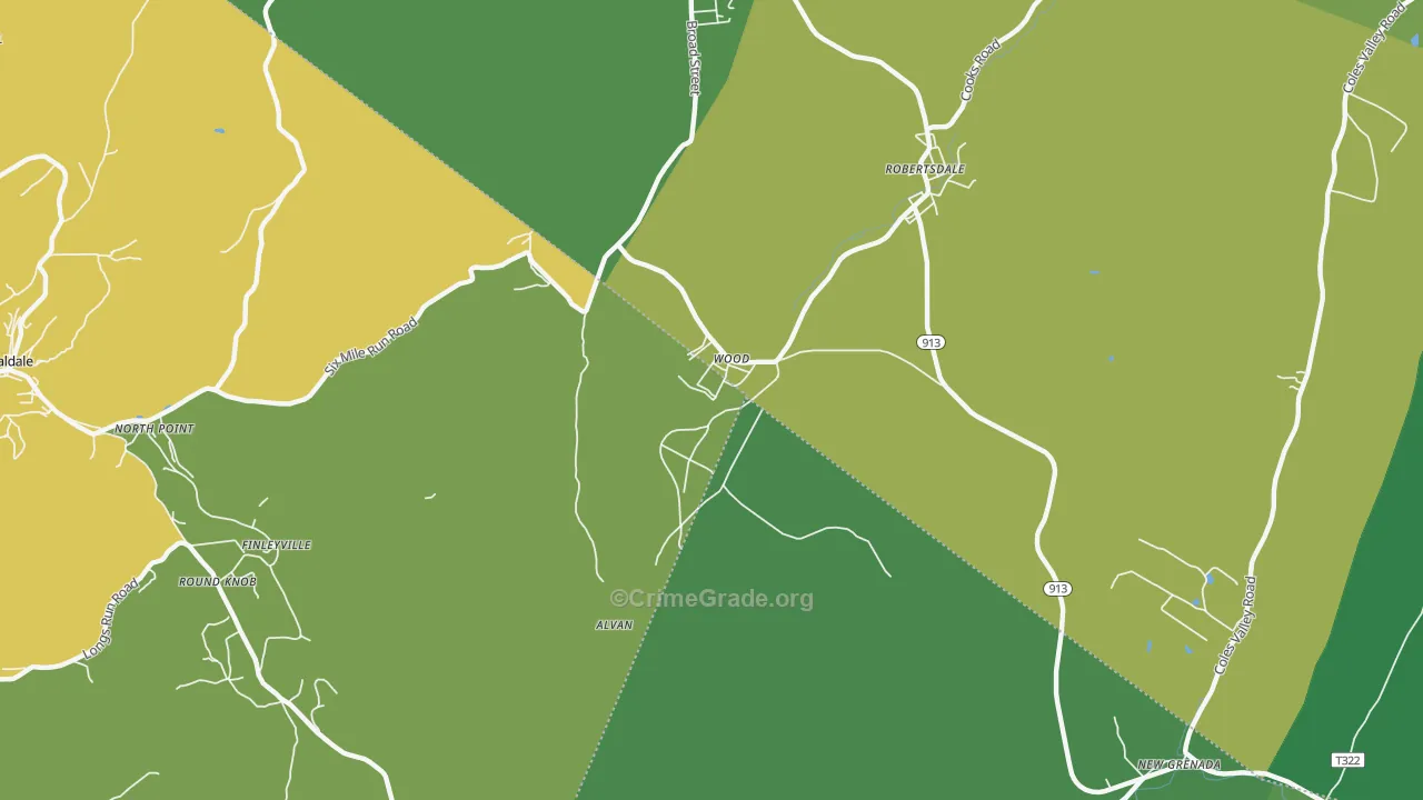 Wood, PA Map of Theft Rates