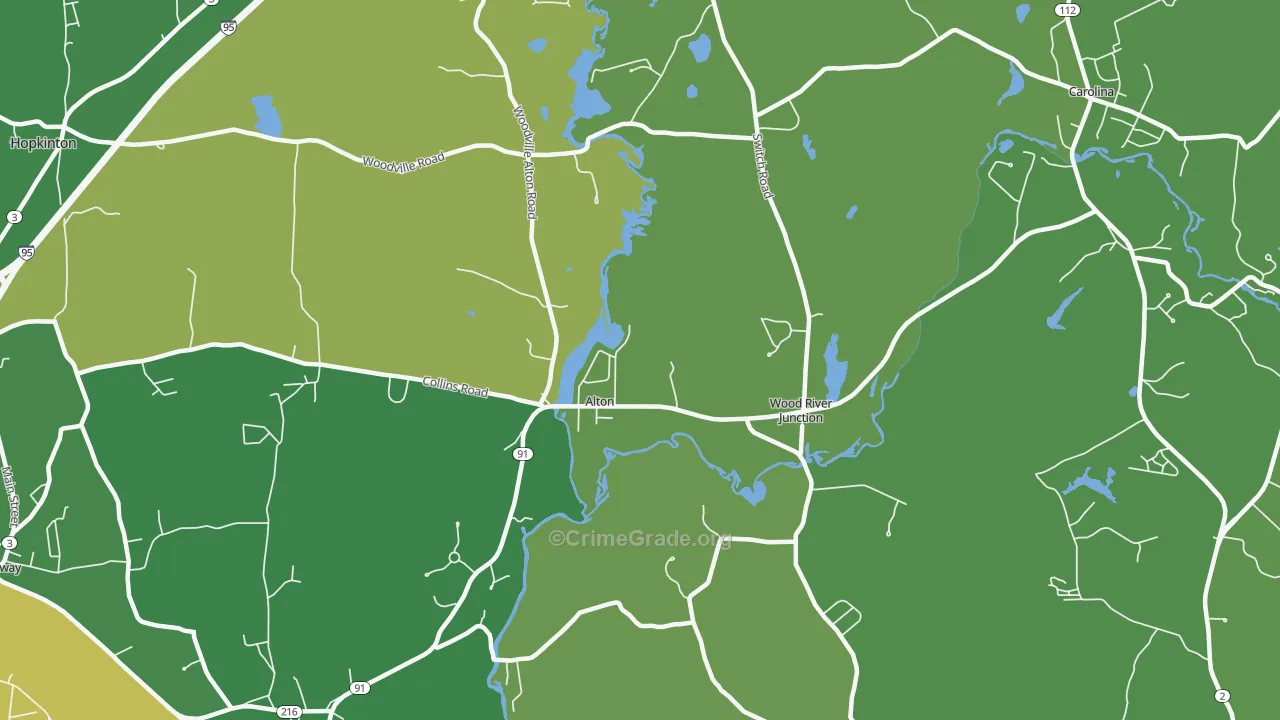Wood River Junction, RI Map of Theft Rates