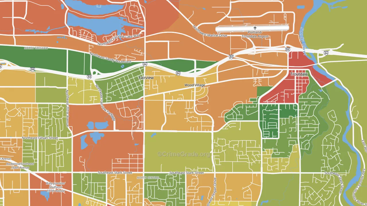 Wood Village, OR Map of Theft Rates
