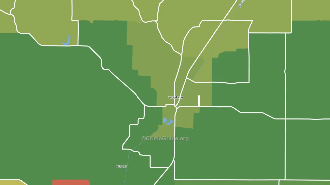 Woodbine, IA Map of Theft Rates