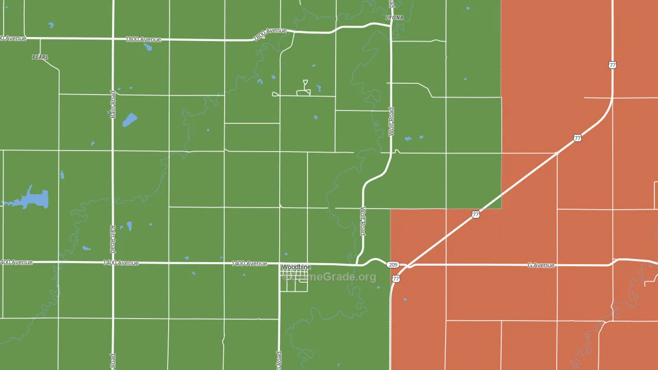 Woodbine, KS Map of Theft Rates