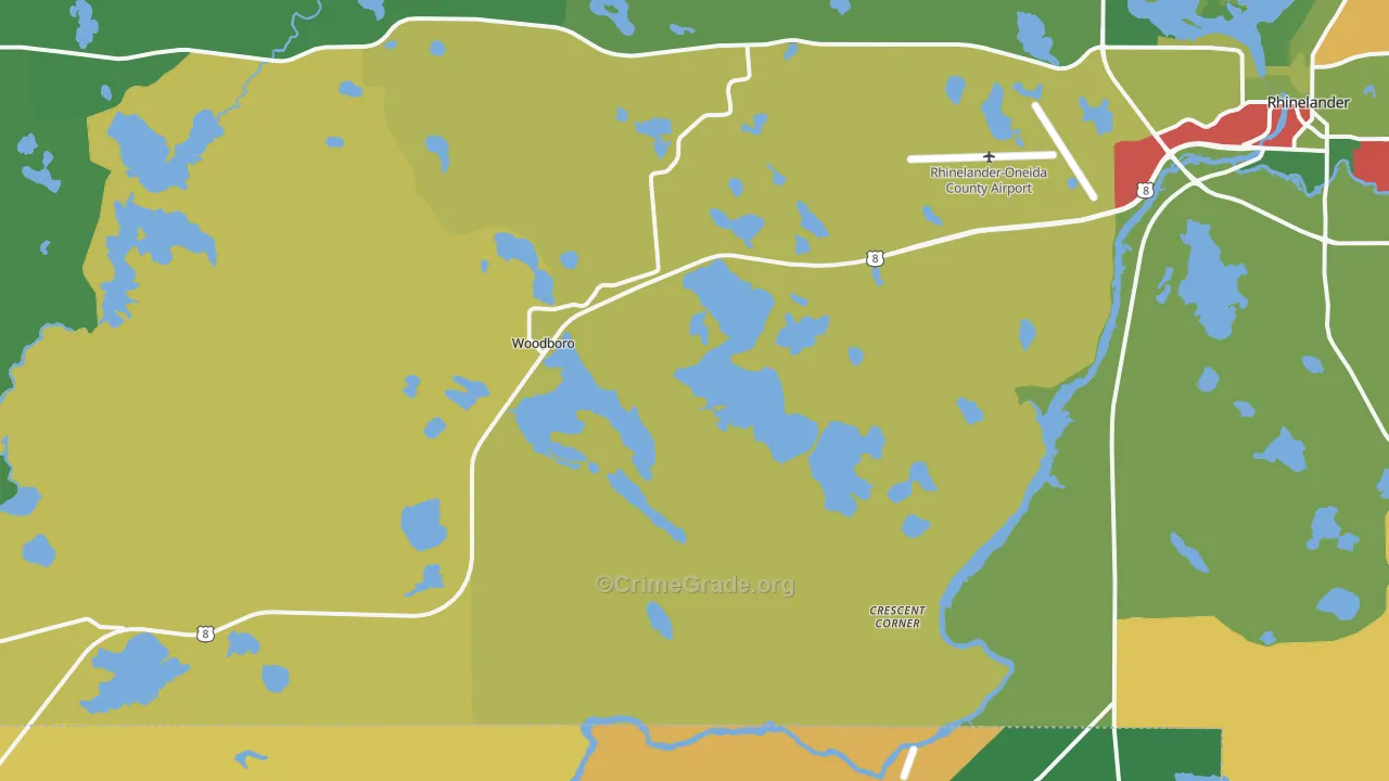 Woodboro, WI Map of Theft Rates