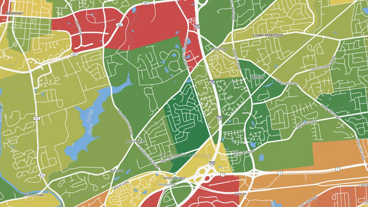 Woodbourne, PA Map of Theft Rates