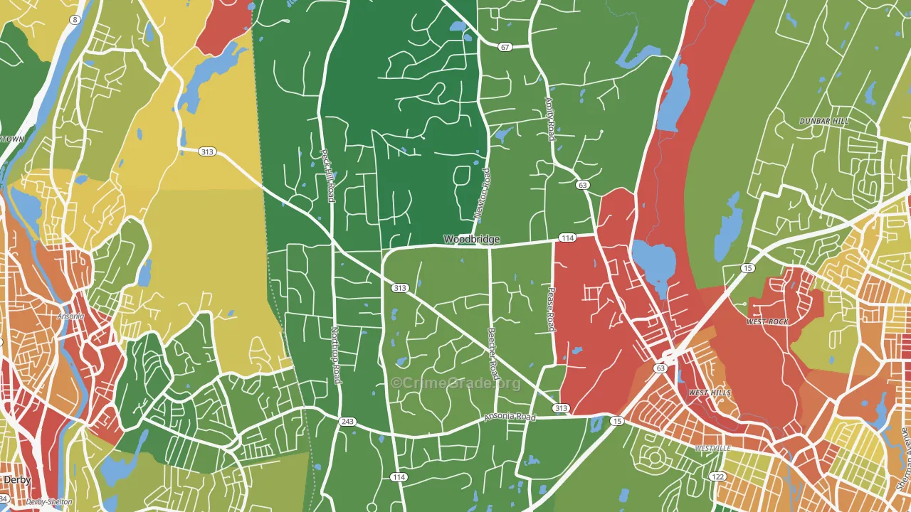 Woodbridge, CT Map of Theft Rates