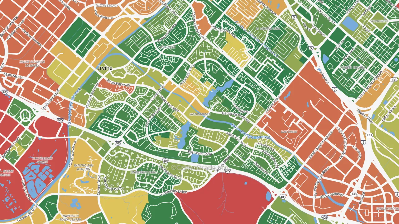 Woodbridge, Irvine, CA Map of Theft Rates