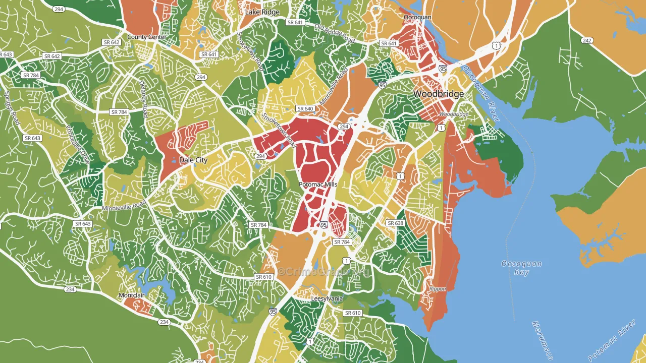 Woodbridge, VA Map of Theft Rates