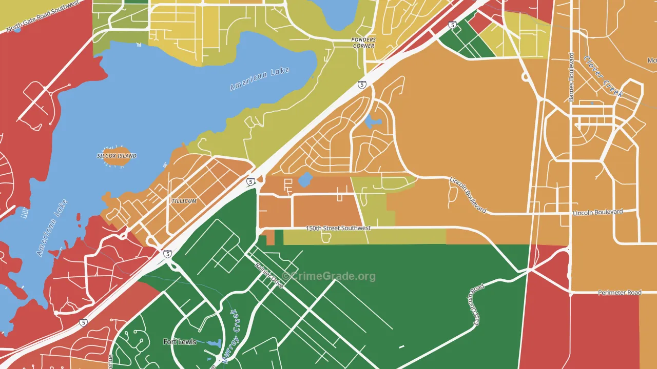 Woodbrook, Lakewood, WA Map of Theft Rates
