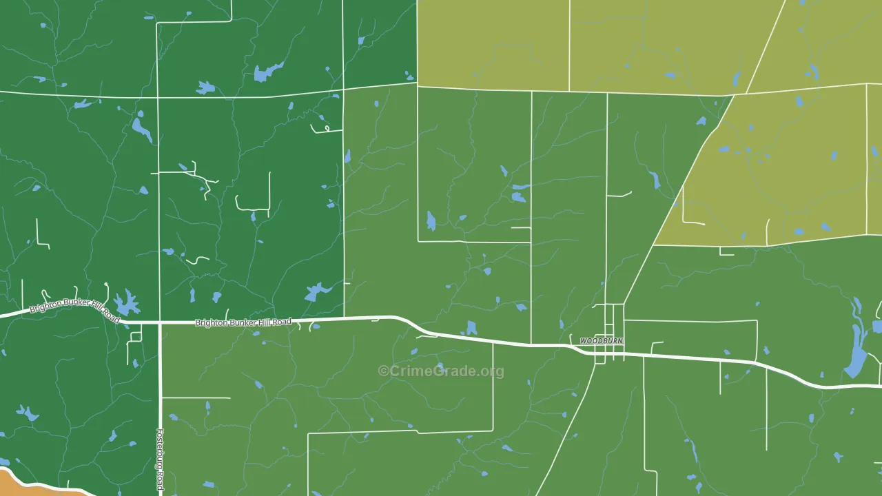 Woodburn, IL Map of Theft Rates