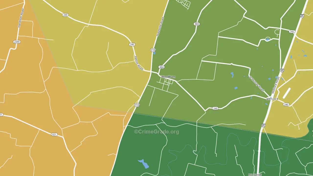 Woodburn, KY Map of Theft Rates