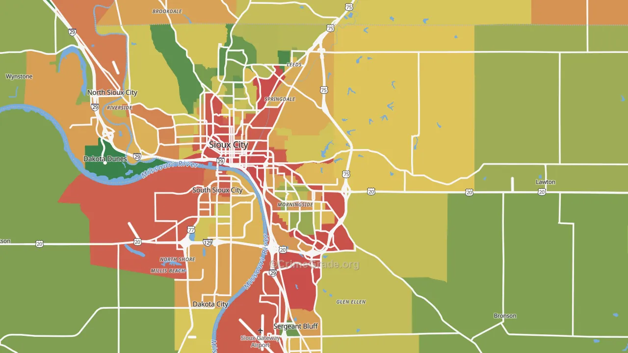 Woodbury County, IA Map of Theft Rates