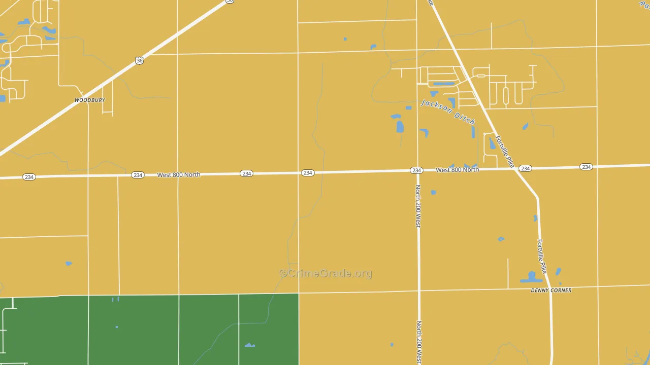 Woodbury, IN Map of Theft Rates