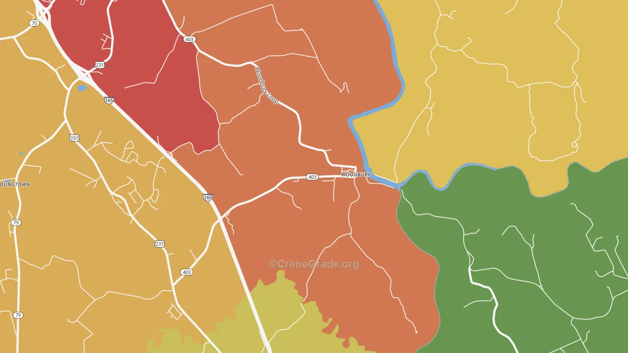 Woodbury, KY Map of Theft Rates