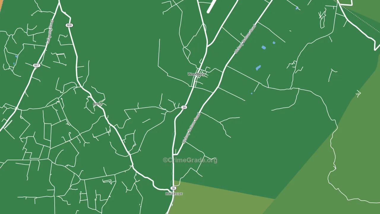 Woodbury, PA Map of Theft Rates