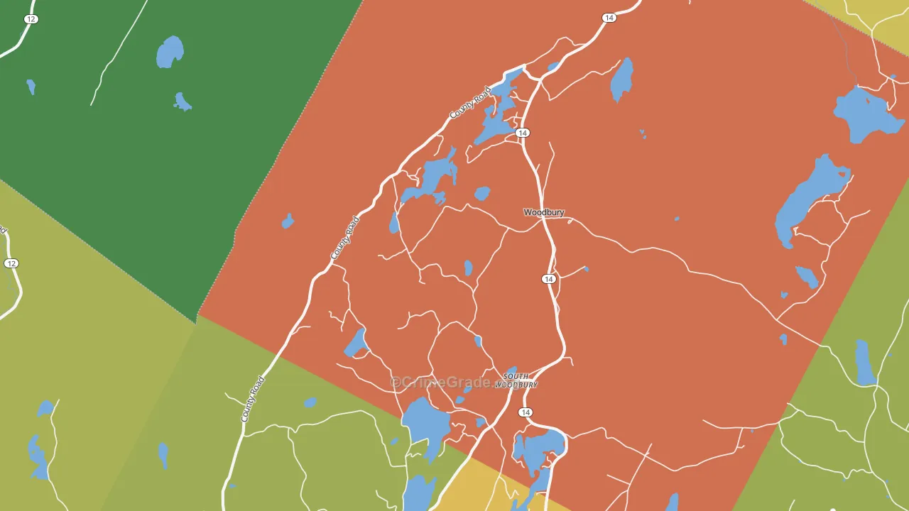 Woodbury, VT Map of Theft Rates