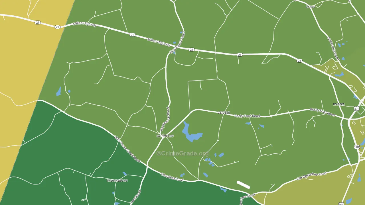 Woodcliff, GA Map of Theft Rates
