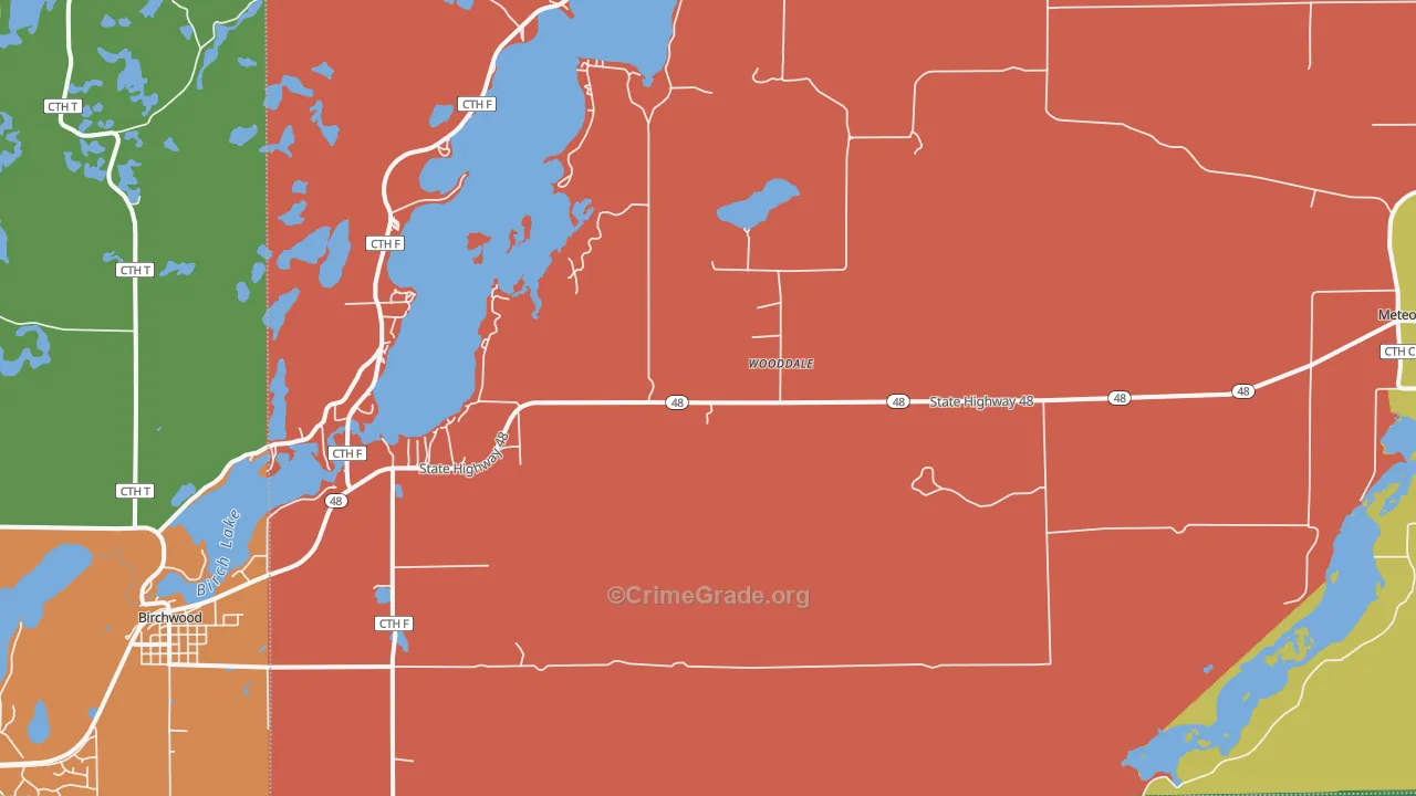 Wooddale, WI Map of Theft Rates