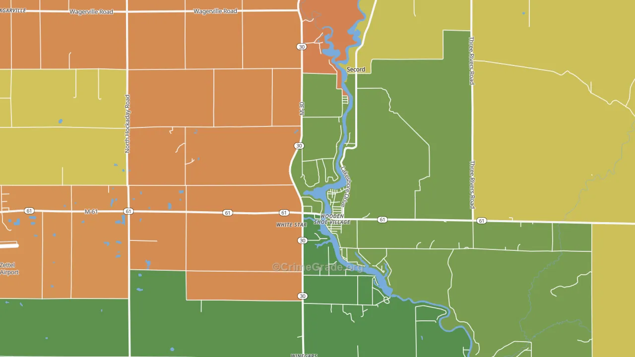 Wooden Shoe Village, MI Map of Theft Rates