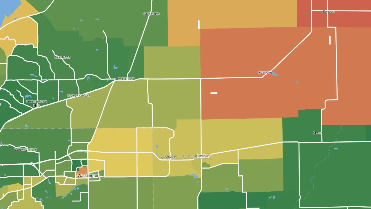 Woodford County, IL Map of Theft Rates