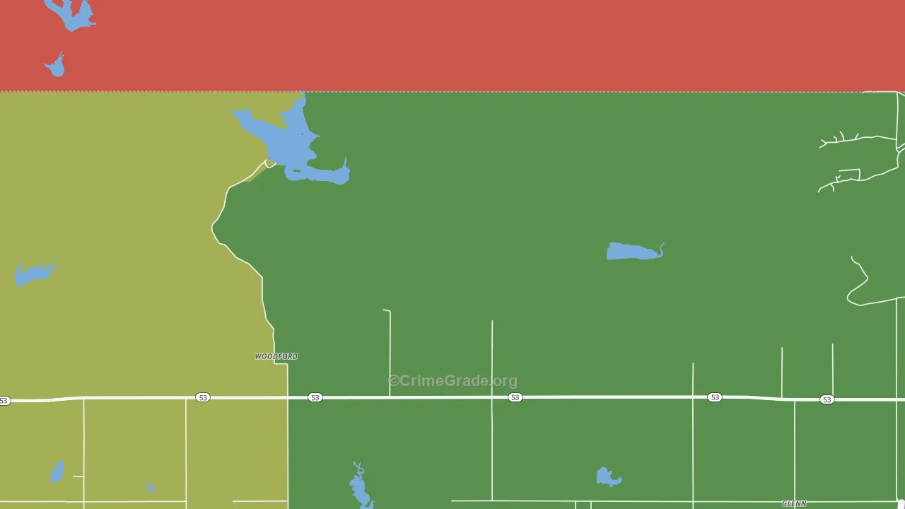 Woodford, OK Map of Theft Rates
