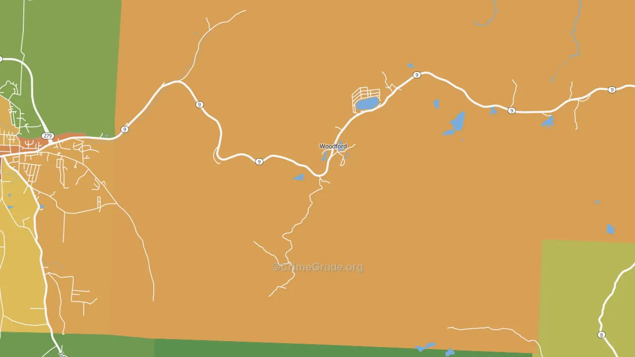 Woodford, VT Map of Theft Rates