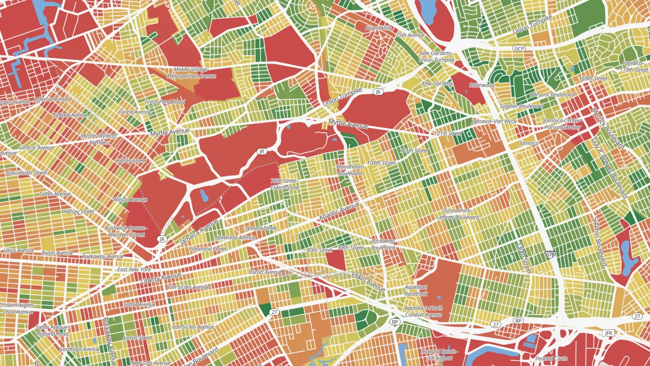 Woodhaven, Queens, NY Map of Theft Rates