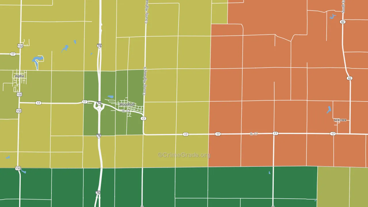 Woodhull, IL Map of Theft Rates