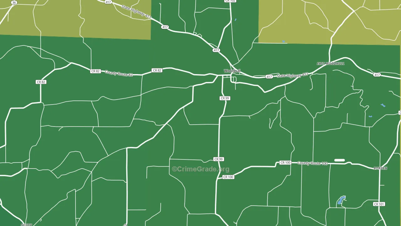 Woodhull, NY Map of Theft Rates