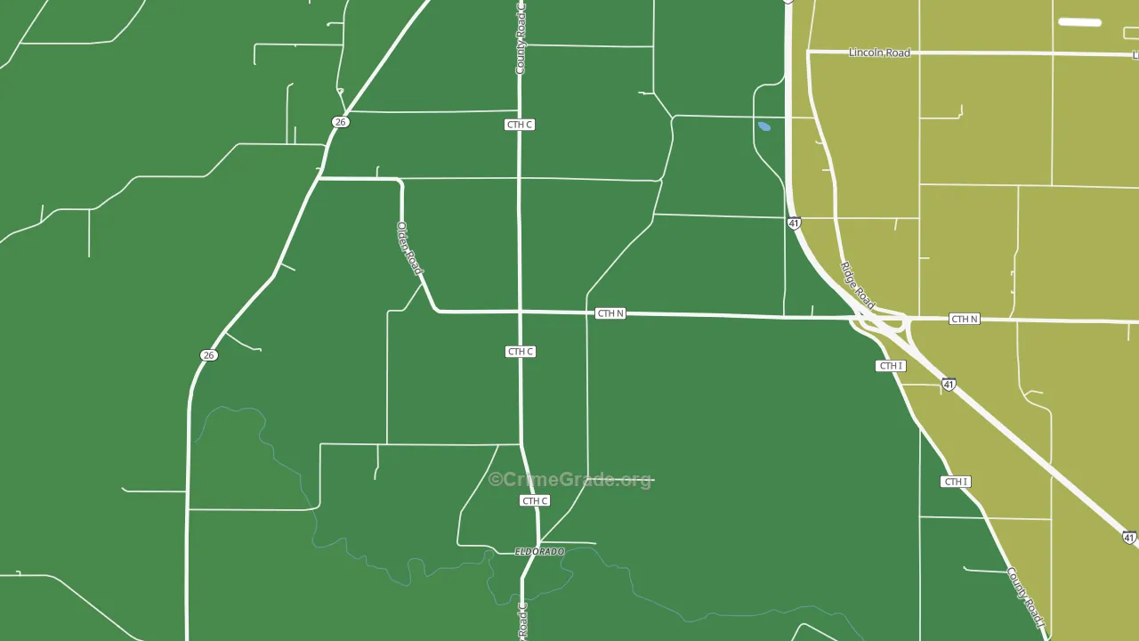 Woodhull, WI Map of Theft Rates