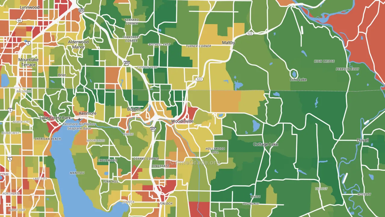 Woodinville, WA Map of Theft Rates