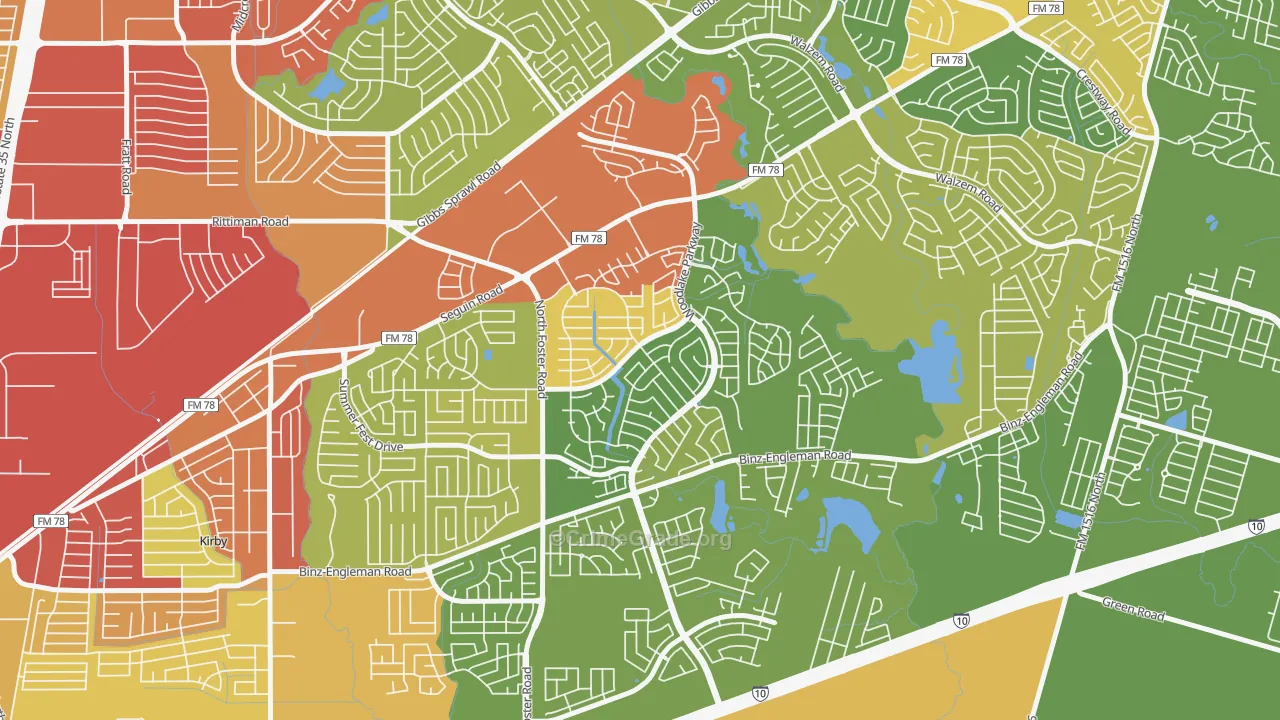 Woodlake, San Antonio, TX Map of Theft Rates