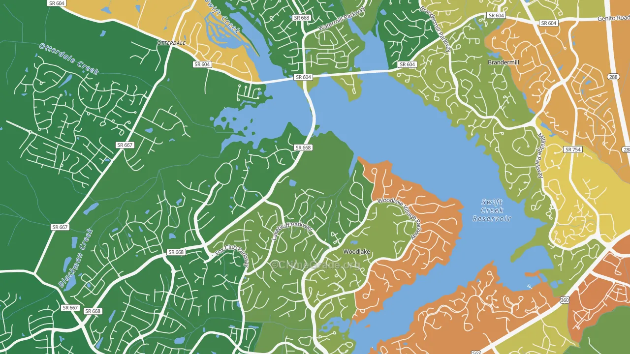 Woodlake, VA Map of Theft Rates