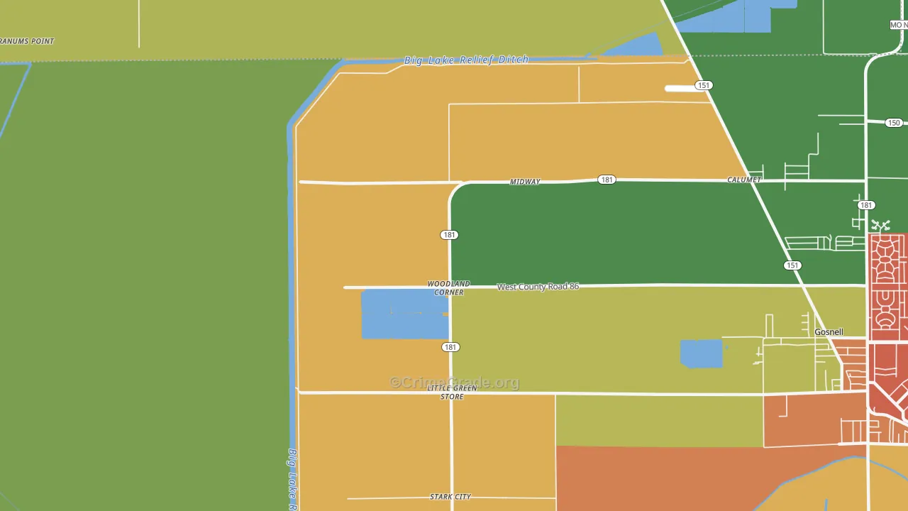 Woodland Corner, AR Map of Theft Rates