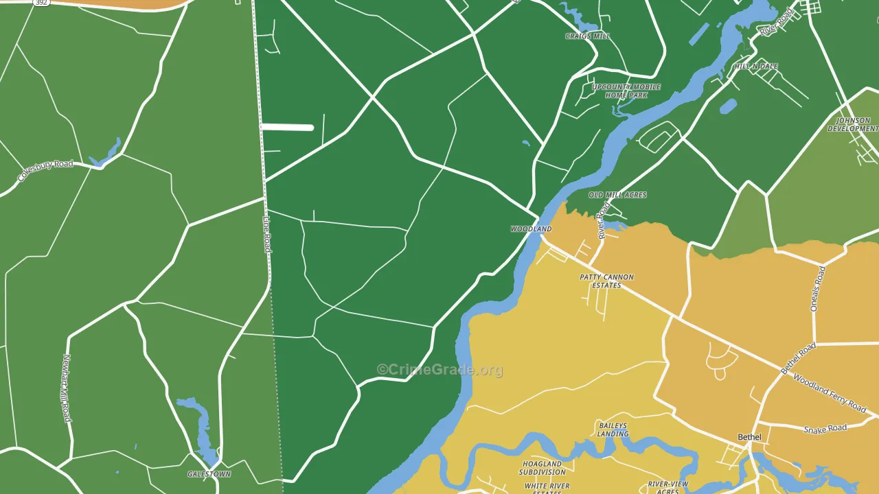 Woodland, DE Map of Theft Rates