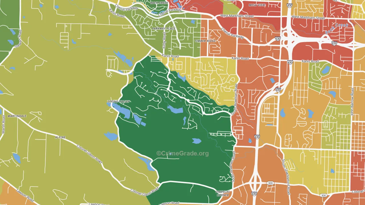 Woodland Edge, Little Rock, AR Map of Theft Rates