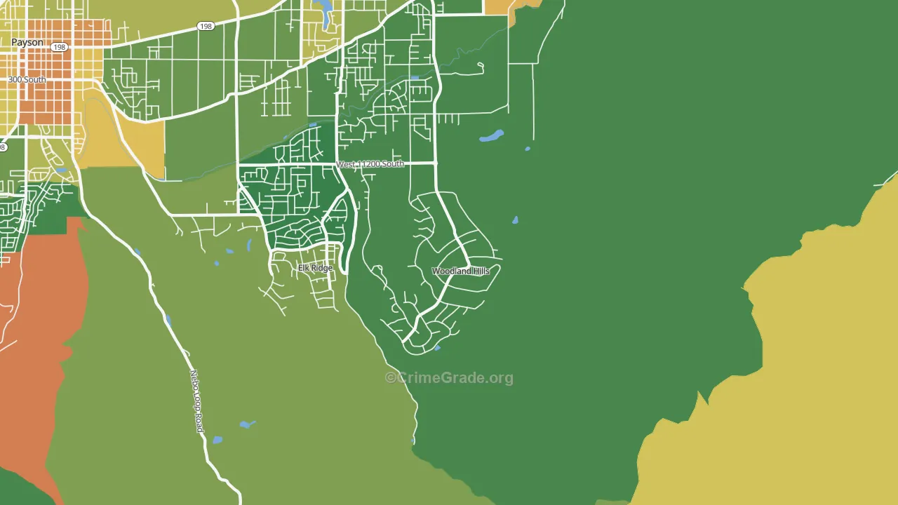 Woodland Hills, UT Map of Theft Rates