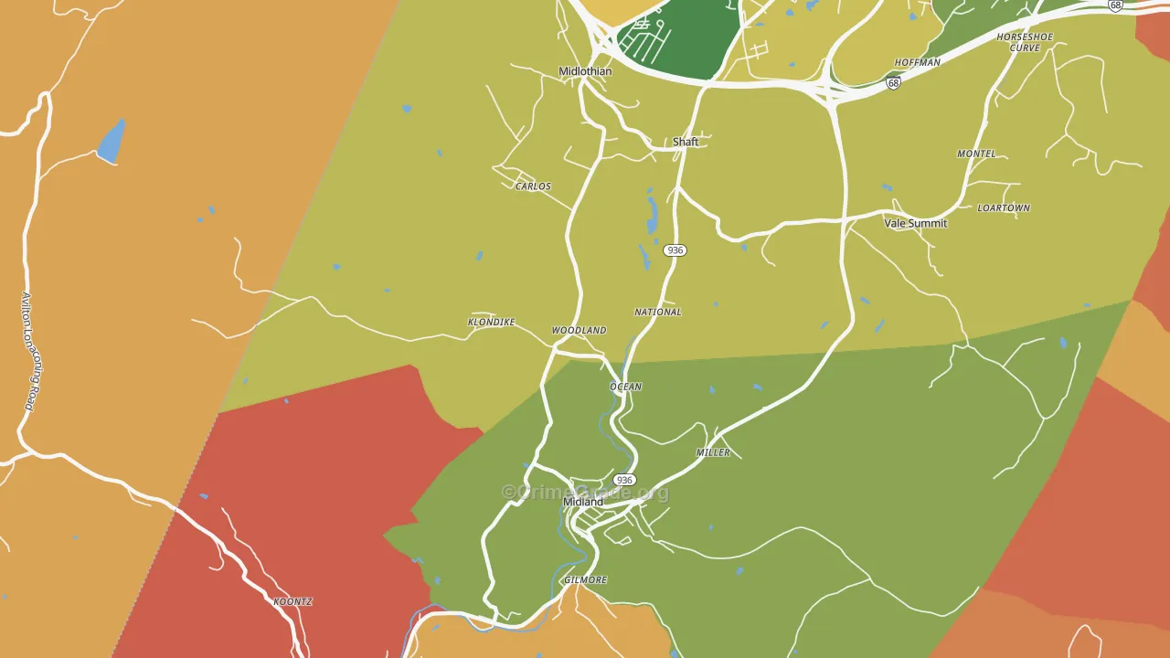 Woodland, MD Map of Theft Rates