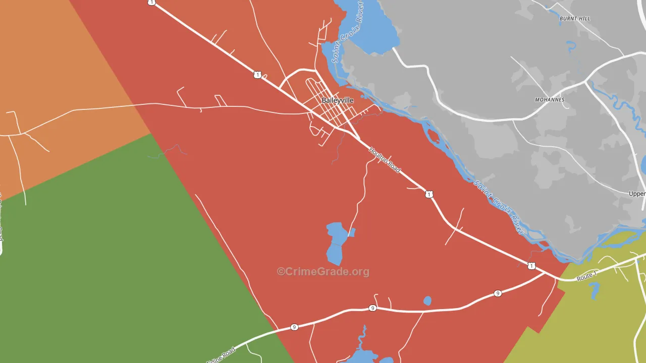 Woodland, ME Map of Theft Rates