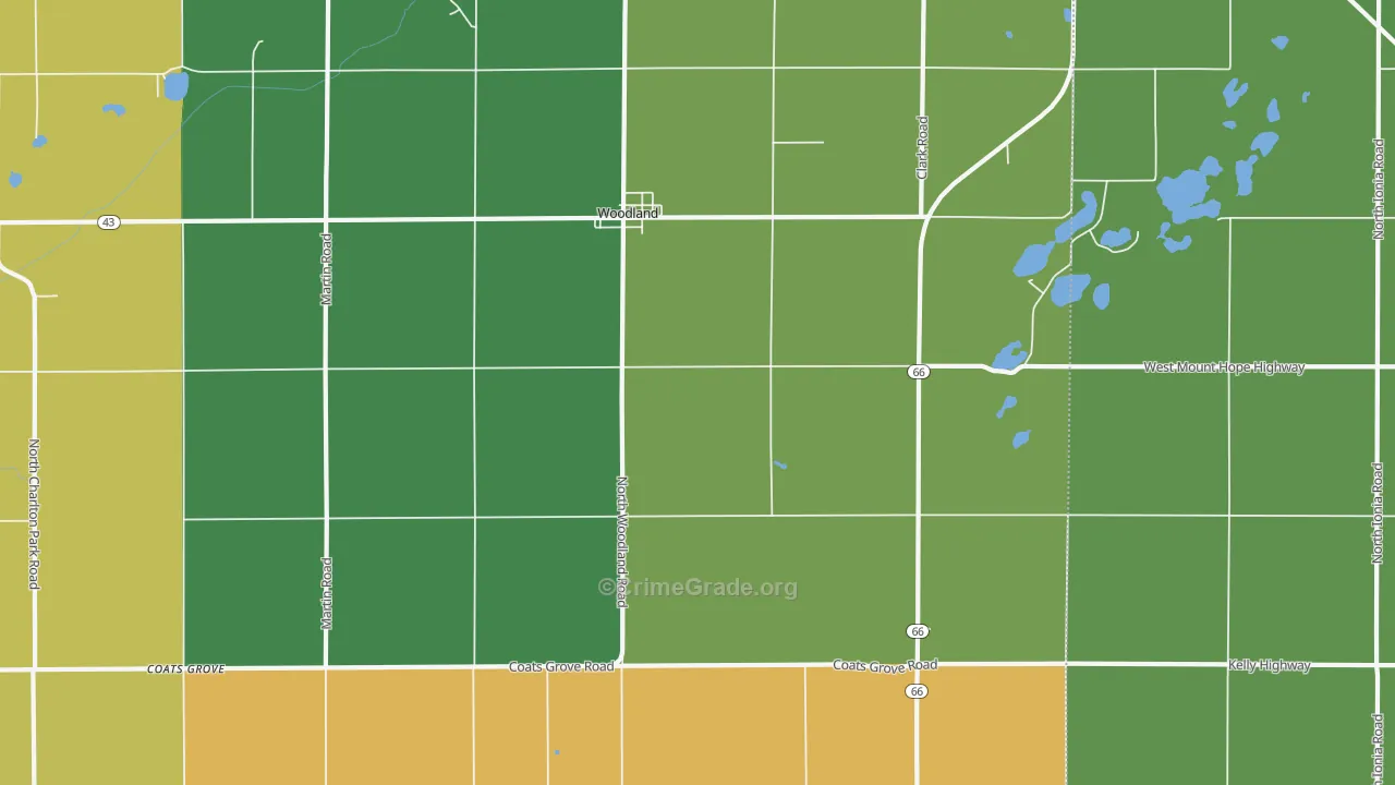 Woodland, MI Map of Theft Rates