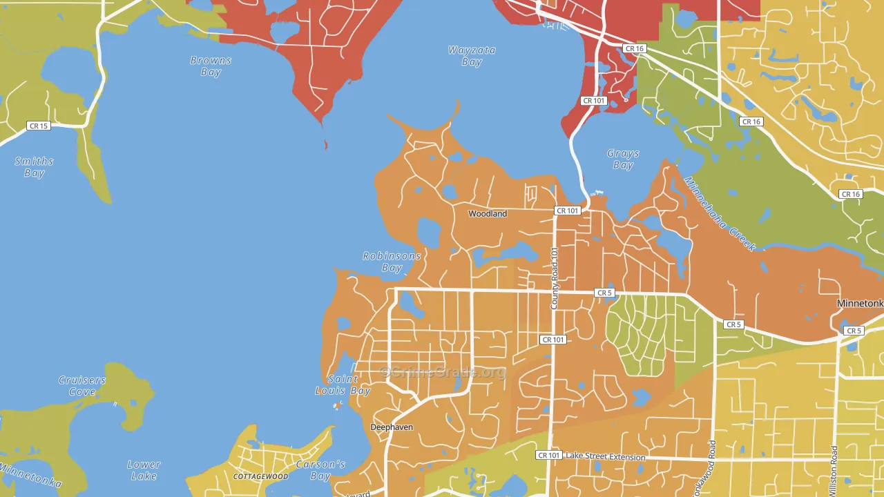 Woodland, MN Map of Theft Rates